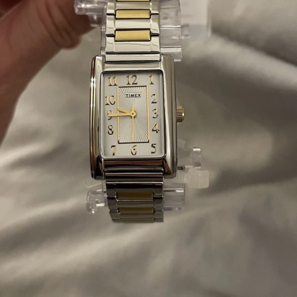Timex Silver and Gold Rectangular Watch